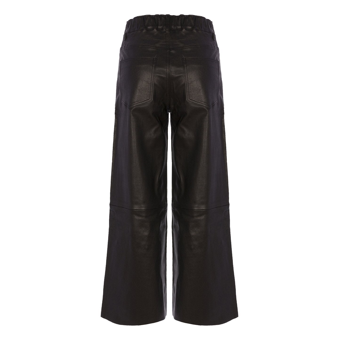 Pantalón negro de cuero de pierna ancha de Mon&Pau